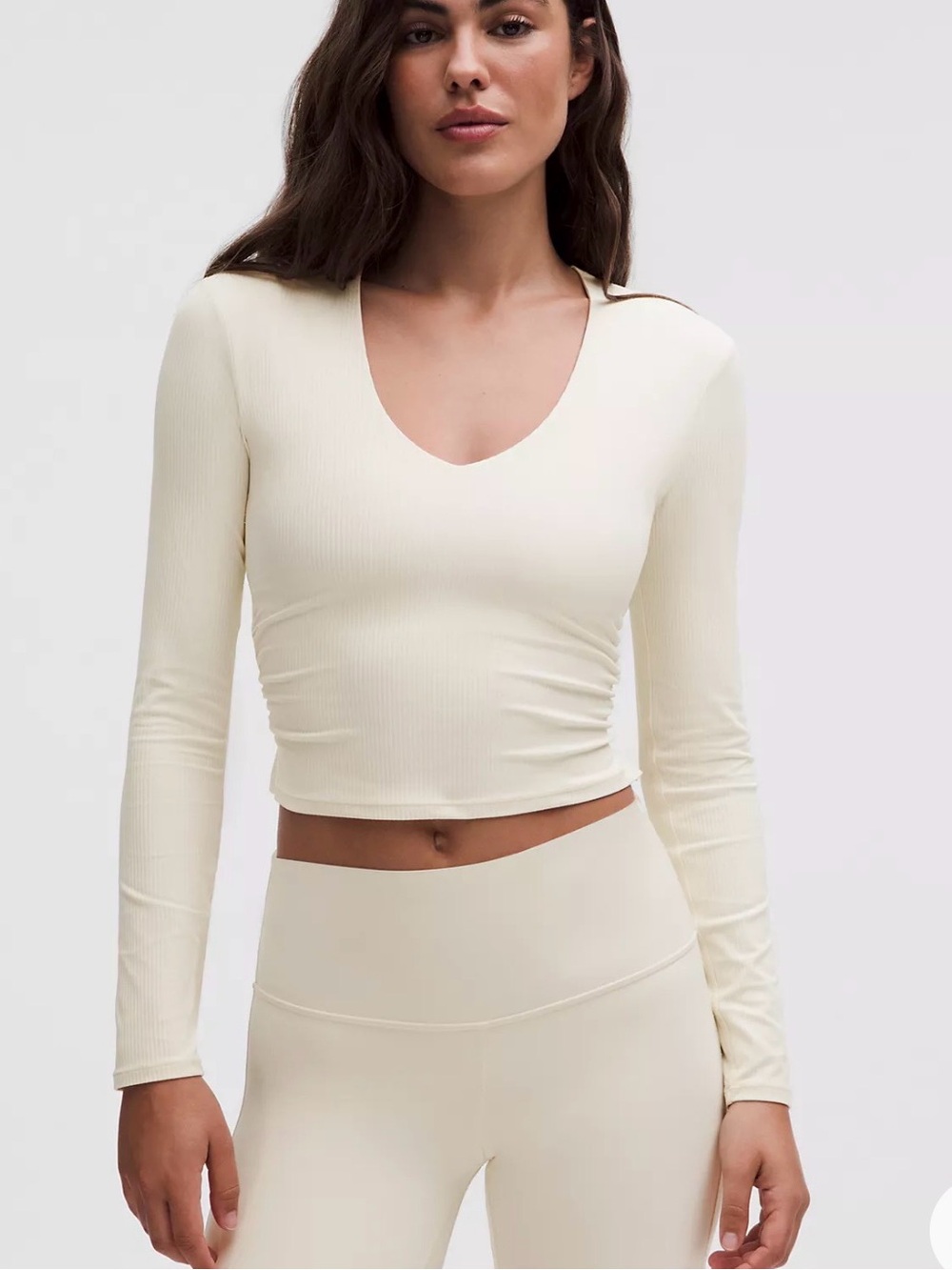 LULULEMON All It Takes Ribbed Nulu V-Neck T-Shirt 4 NWT IVORY